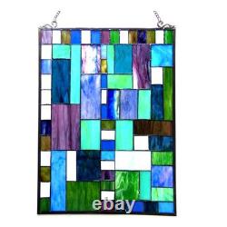 Stained Glass Tiffany Style Geometric Mosaic Design Hanging Window Panel