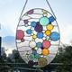 Stained Glass Tiffany Style Geometric Window Panel Oval Suncatcher Handcrafted