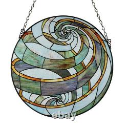 Stained Glass Tiffany Style Geometric Window Panel Suncatcher Handcrafted