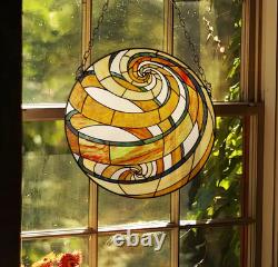 Stained Glass Tiffany Style Geometric Window Panel Suncatcher Handcrafted