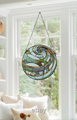 Stained Glass Tiffany Style Geometric Window Panel Suncatcher Handcrafted