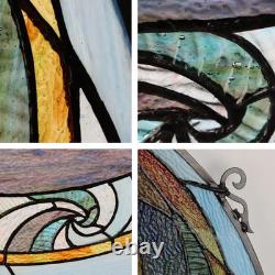 Stained Glass Tiffany Style Geometric Window Panel Suncatcher Handcrafted