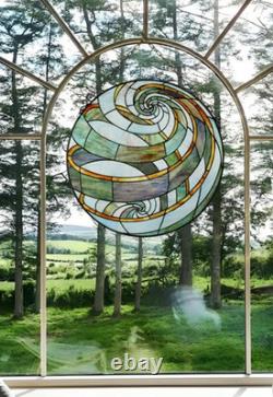 Stained Glass Tiffany Style Geometric Window Panel Suncatcher Handcrafted
