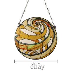 Stained Glass Tiffany Style Geometric Window Panel Suncatcher Handcrafted