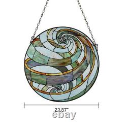 Stained Glass Tiffany Style Geometric Window Panel Suncatcher Handcrafted