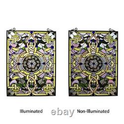 Stained Glass Tiffany Style Hanging Window Panel Colorful Victorian Design
