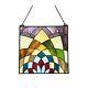 Stained Glass Tiffany Style Hanging Window Panel Geometric Design