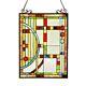 Stained Glass Tiffany Style Hanging Window Panel Mission Geometric Design