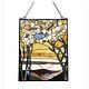 Stained Glass Tiffany Style Hanging Window Panel Scenic Tree Floral Design