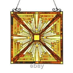 Stained Glass Tiffany Style Hanging Window Panel Suncatcher Mission Design