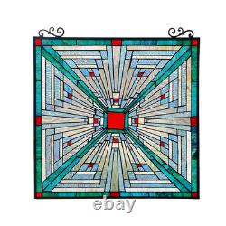 Stained Glass Tiffany Style Hanging Window Panel Suncatcher Mission Design