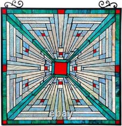 Stained Glass Tiffany Style Hanging Window Panel Suncatcher Mission Design