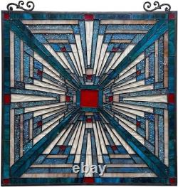 Stained Glass Tiffany Style Hanging Window Panel Suncatcher Mission Design