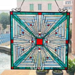 Stained Glass Tiffany Style Hanging Window Panel Suncatcher Mission Design