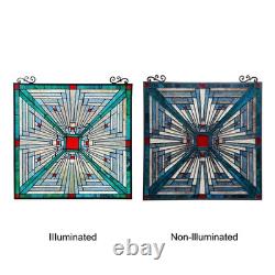 Stained Glass Tiffany Style Hanging Window Panel Suncatcher Mission Design