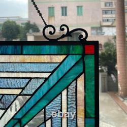 Stained Glass Tiffany Style Hanging Window Panel Suncatcher Mission Design