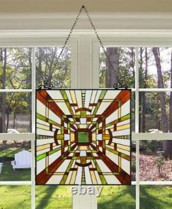 Stained Glass Tiffany Style Hanging Window Panel Suncatcher Mission Design