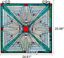 Stained Glass Tiffany Style Hanging Window Panel Suncatcher Mission Design