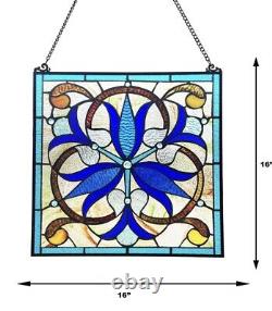 Stained Glass Tiffany Style Hanging Window Panel Suncatcher Victorian Floral 16