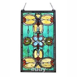 Stained Glass Tiffany Style Hanging Window Panel Victorian Design