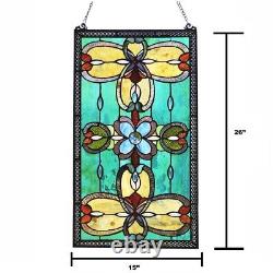 Stained Glass Tiffany Style Hanging Window Panel Victorian Design
