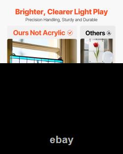 Stained Glass Tiffany Style Hanging Window Panel with Chain 26 x 16 Inches