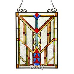Stained Glass Tiffany Style Mission Design Hanging Window Panel Suncatcher