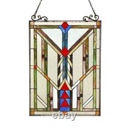 Stained Glass Tiffany Style Mission Design Hanging Window Panel Suncatcher