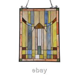 Stained Glass Tiffany Style Mission Design Hanging Window Panel Suncatcher 18