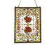 Stained Glass Tiffany Style Red Rose Flower Design Hanging Window Panel