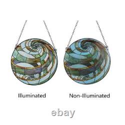 Stained Glass Tiffany Style Round Geometric Window Panel Handcrafted Suncatcher