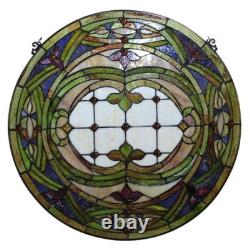 Stained Glass Tiffany Style Round Window Panel Glass Victorian ONE THIS PRICE