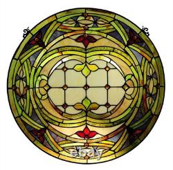 Stained Glass Tiffany Style Round Window Panel Glass Victorian ONE THIS PRICE