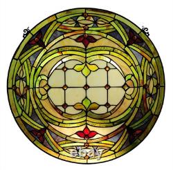 Stained Glass Tiffany Style Round Window Panel Glass Victorian ONE THIS PRICE