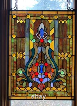 Stained Glass Tiffany Style Victorian Design Hanging Window Panel Suncatcher