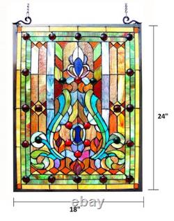 Stained Glass Tiffany Style Victorian Design Hanging Window Panel Suncatcher