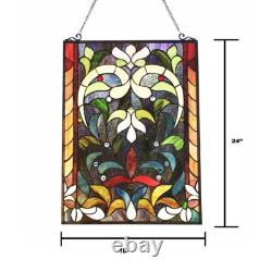 Stained Glass Tiffany Style Victorian Design Hanging Window Panel Suncatcher