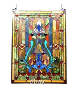 Stained Glass Tiffany Style Victorian Design Hanging Window Panel Suncatcher