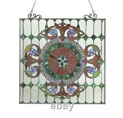 Stained Glass Tiffany Style Window Panel Arts & Crafts Mission Design 25 x 25