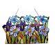 Stained Glass Tiffany Style Window Panel Blue Iris Floral Flower Design