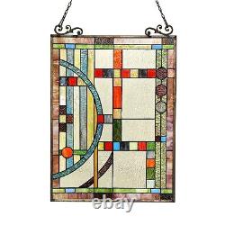 Stained Glass Tiffany Style Window Panel Contemporary 17.5 x 25 Suncatcher