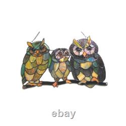 Stained Glass Tiffany Style Window Panel Family Of Owls LAST ONE THIS PRICE
