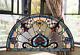 Stained Glass Tiffany Style Window Panel Hanging Victorian Semi Circle 24 In W