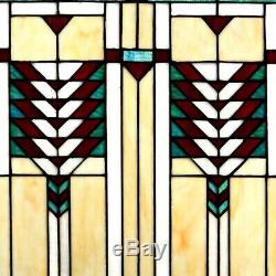 Stained Glass Tiffany Style Window Panel Mission Arts & Crafts 17.6 x 24.25