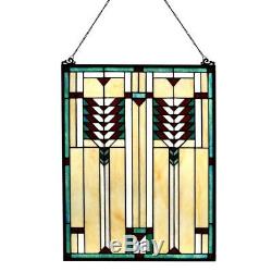 Stained Glass Tiffany Style Window Panel Mission Arts & Crafts LAST 2 THIS PRICE