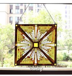 Stained Glass Tiffany Style Window Panel Mission Arts & Crafts Suncatcher Decor