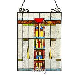 Stained Glass Tiffany Style Window Panel Mission Design LAST ONE THIS PRICE