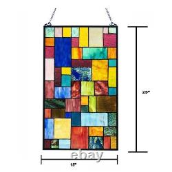 Stained Glass Tiffany Style Window Panel Modern Arts & Crafts Design 15 x 25