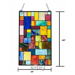 Stained Glass Tiffany Style Window Panel Modern Arts & Crafts Mission Design
