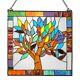 Stained Glass Tiffany Style Window Panel Multicolor Mystical Tree Suncatcher